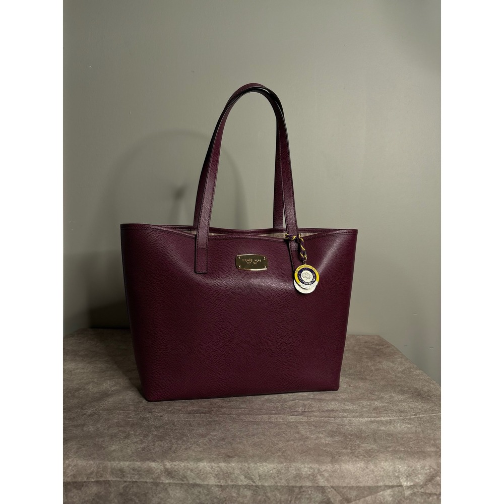 Michael Kors Jet Set Travel Tote Plum Burgundy Saffiano Leather Bag 38H5YTTT1L
